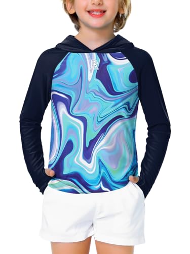 Image of Remimi Kids Sun Shirt Rash Guard Quick Dry Sun Protection Athletic Hoodie Hiking Shirts 3-12 Years