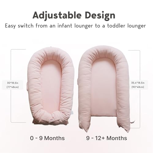 Image of Deluxe Infant Lounger, Baby Nest Cover for Baby Girls & Boys, Newborn Essentials for Baby 0-12 Months, 100% Cotton (Corduroy Cotton, Mistyrose)