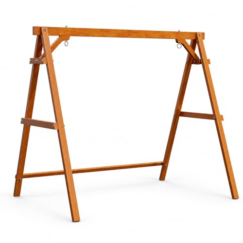Image of VINGLI 6.9FT Wooden Porch Swing Frame for 5FT Swing, Brown