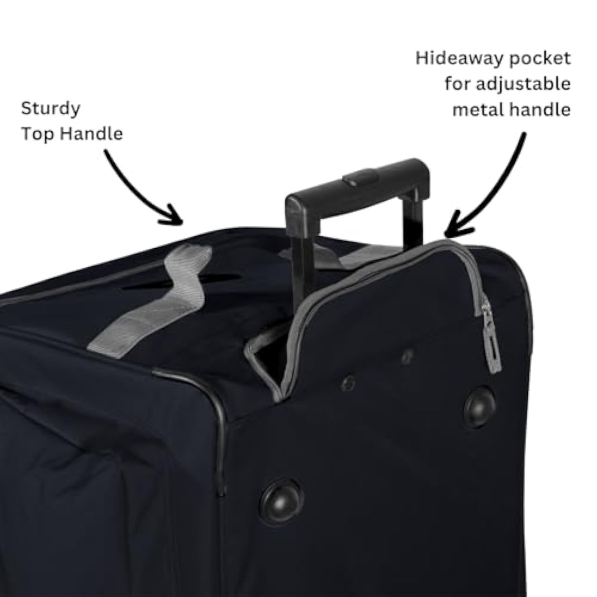 Luggage 22" 8 Pocket Rolling Duffel Bag, Black