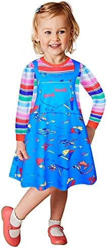 Econbitiry Chucky Costume for Toddler Kids girls Halloween Costume Jumpsuit Midi Dress for Party Show 2-12 Years