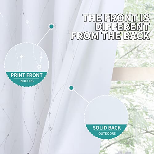 Image of BGment Star & Lines Pure White Room Darkening Curtains 84 Inch Length 2 Panels Set, Thermal Insulated Privacy Grommet Window Drapes for Kids Boys Bedroom, 52 x 84 Inch