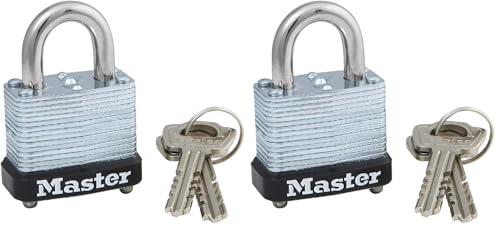 Image of Master Lock 105D Wide Warded Padlock, 1-1 /8-inch, Steel,Silver (Pack of 2)
