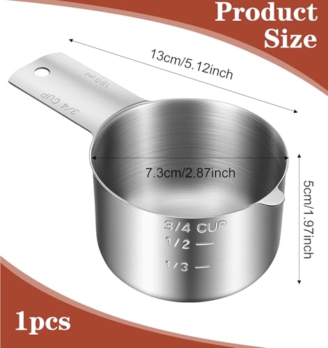 Vaso medidor 3/4 taza de acero inoxidable 180 ml miniatura 2