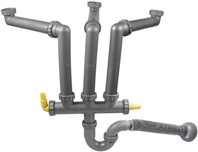 Talea Three Kitchen Sinks Drain Pipe Kit Flexible Drain Pipe Rear Hard Tube