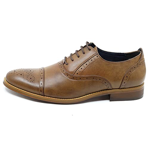 Metrocharm MC602 Men's Lace Up Cap Toe Perforated Classic Dress Shoe2
