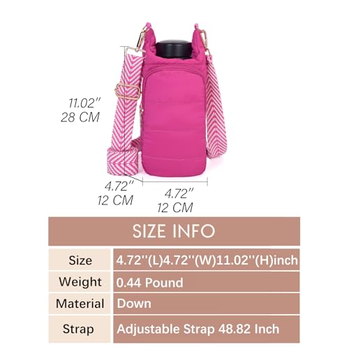 Image of KAMEILONG Puffer Water Bottle Holder Quilted Sports Pouch Bag with Adjustable Shoulder Strap Flask Sling Bag