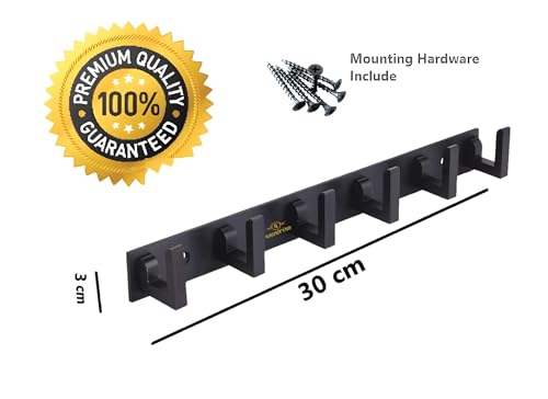 Image of Heavy Duty L Type Stainless Steel Cloth Hanger Suitable for Bathroom Bedroom Kitchen Wall Hook Rail Hanging Scarf Coat Keys Tie, Towel, Robe Hanger (Pack of 1, 6 Pin Black)