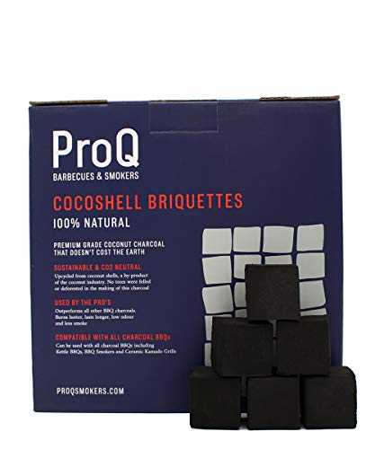 ProQ Coconut Shell Briquettes 10 KG - Premium Eco-friendly Coconut Charcoal for BBQs - 100% Natural Cocoshell Charcoal