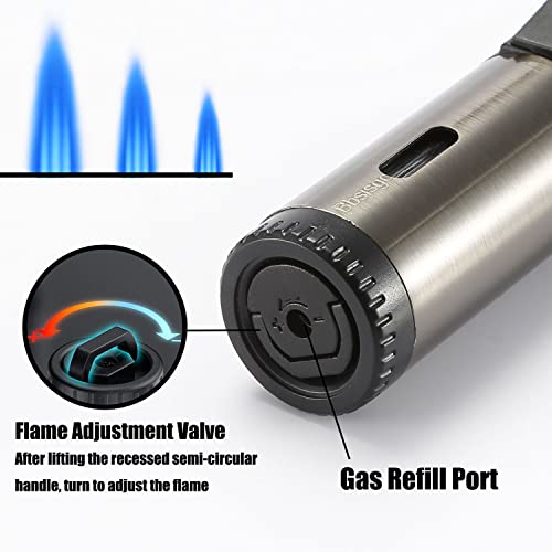 Bbsisgo 2 Pack Torch Lighter, Triple Jet Flame Butane Lighter With Protect Cover, Refillable Gas Windproof Pocket Lighter For Grill Candle Kitchen Fireplace Camping, Black & Silver(Sold Without Gas) #TOP2