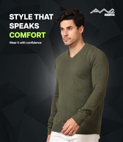 Image of AWG ALL WEATHER GEAR Men's V-Neck Full Sleeve Sweater | Sweater for Winter | Plain Casual Wear Sweater l Sweater for Men | Pullover for Men | Winter Wear Sweater for Men | Mens Sweater