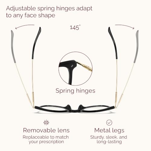Image of Gaoye Round Blue Light Blocking Glasses | UV400 Protection, Round TR90 Frames, Metal Arms, Matching Soft Case, Black