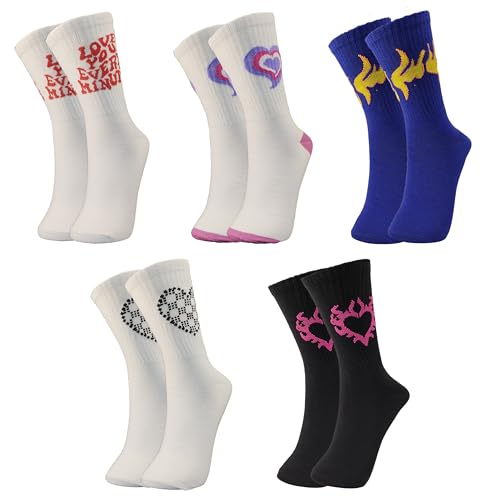 Image of TRAZO Women's Calf Length Designer Printed Multicolor, Multi-Purpose Socks | Socks for Women (Pack of 5)