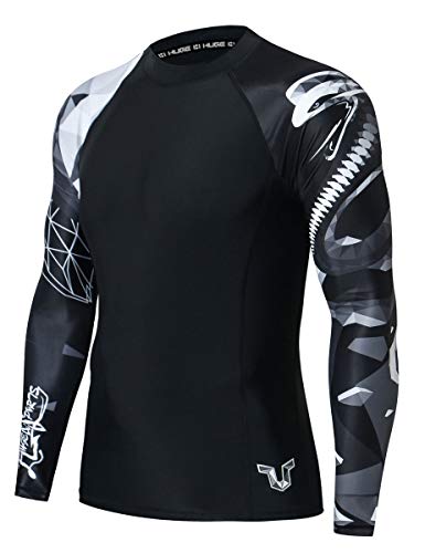 HUGE SPORTS Wildling Series UV Protection Quick Dry Compression Rash Guard (Cobra,3XL)