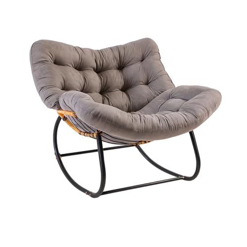 SUNNYNEST Oversized Outdoor Egg Rocking Chair with Cushion for Garden Grey