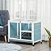 Melysen Indoor Rabbit Hutch with Wheels, Desk and Side Table Sized, Wood Rabbit Cage, Small Rabbit Cage, Light Blue