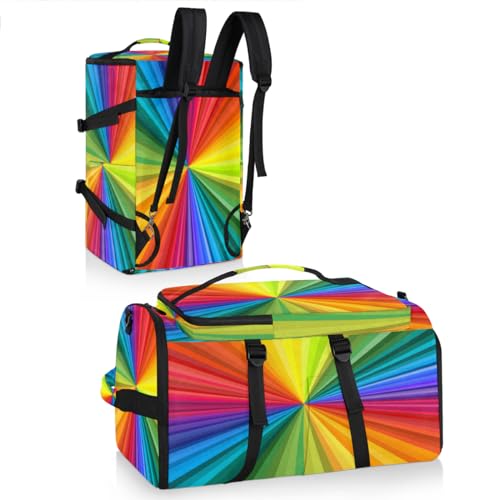 Large Sports Gym Bag With Shoe & Laptop Compartment 47L Waterproof Travel Duffel Bags for Men Women Rainbow Swirl Style Luggage Backpack Duffle Bag2