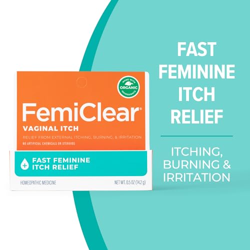 FemiClear Vaginal Itch Relief | Fast Feminine Itch Relief | Made with All-Natural & Organic Ingredients | Feminine Hygiene Products | Vaginal Health Cream | Relieve External Vaginal Itch | 0.5oz Tube