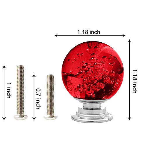 ANJUU 12 Pcs 30mm Round Shape Bubble Crystal Glass Cabinet Knobs with Screws Drawer Knob Pull Handle Used for Kitchen, Dresser, Door, Cupboard (Dark Red) by ANJUU - Image 2