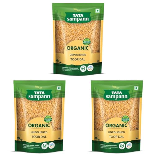 Image of Tata Sampann Organic Unpolished Toor Dal (Arhar Dal), 1 kg (Pack of 3)