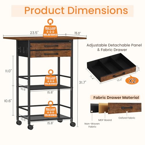 Snughome 5 Tier Rolling Coffee Cart