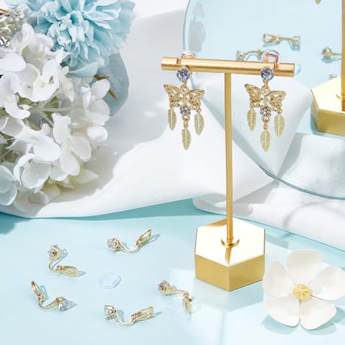 SOFPLATE 1 Box 32Pcs Clip-on Earring Converter Clip on Earrings Backs Brass Non Pierced Triangle Shape Clip Converters with Crystal Rhinestone and Pads Earring Clips for jewellery Making Supplies DIY - Image 4