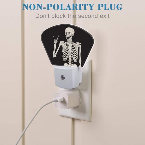 Image of Rock Skeleton Night Light for Kids Girls Boys, Funny Skeleton LED Night Light Plug into Wall with Dusk to Dawn Sensor for Room, Hallway, Kitchen, Bathroom, Stairs Decor