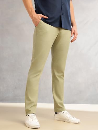 Image of Thomas Scott Men's | Straight Fit | Mid-Rise | Solid | 4 Pockets | Woven | Chinos Trouser
