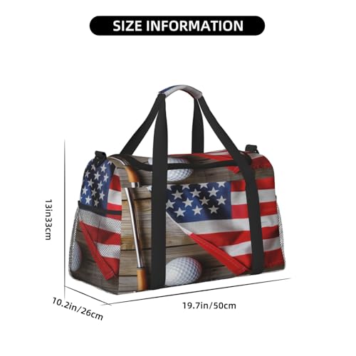 Golf Ball Us Flag Travel Duffel Bag with Strap Multi Pockets Sports Bag Handbag Large Shoulder Bag for Gym Weekend Fitness Camping4