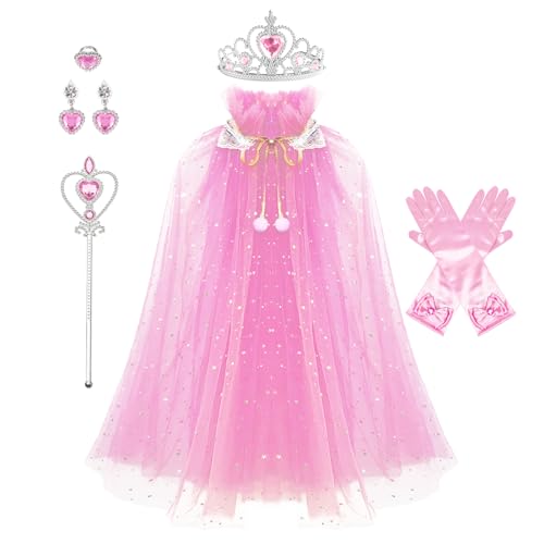 Set de capa princesa 8 piezas para niñas 3-8 años