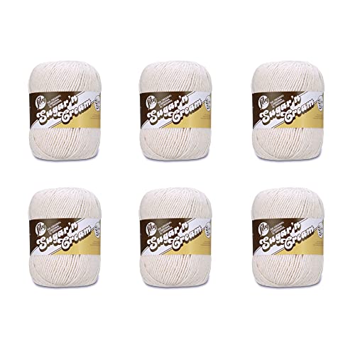 Lily Sugar'N Cream Super Size Ecru Yarn - 6 Pack of 113g/4oz - Cotton - 4 Medium (Worsted) - 200 Yards - Knitting, Crocheting & Crafts