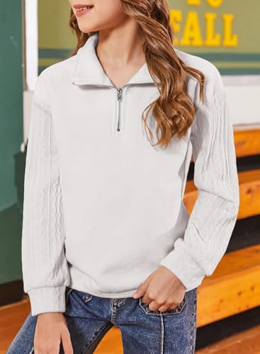 blibean Girls Long Sleeve Fleece Sweathirts Half Zipper Pullovers Size 6-15 Years2
