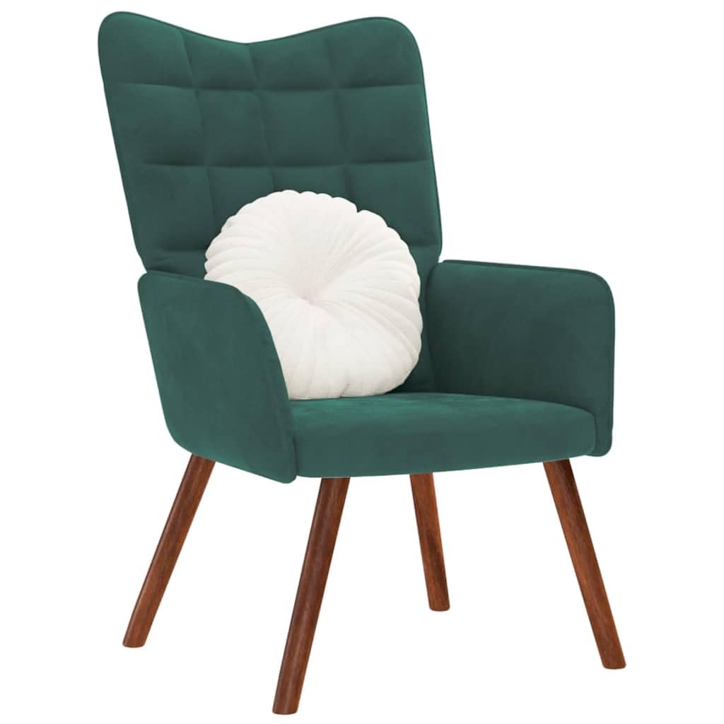 Chaise de détente vert foncé en velours pour jardin et terrasse Homgoday