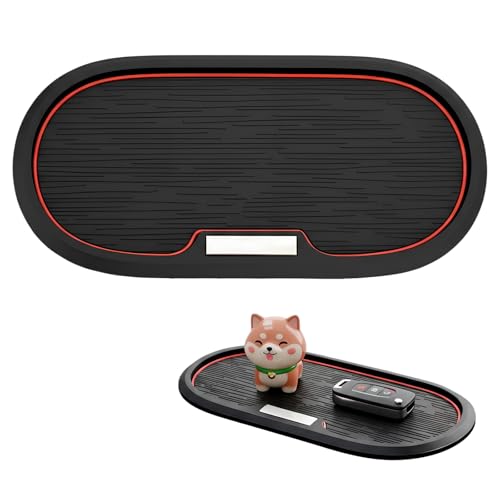 Rylae Tappetino Anti-Scivolo Auto Multifunzione, Tappetino Cruscotto Auto Vassoio, Resistente al Calore Senza Residui, per Telefono Chiavi Occhiali da Sole (Nero 30 x 15cm)