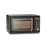 ARLIME Retro Microwave 0.7Cu.ft, 700 Watt Countertop Microwave with 5 Micro Power Defrost & Auto Cooking Function, LED Display, Child Lock, Small Microwave for Kitchen, RV, Dorm (Golden)