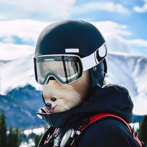 Balaclava para Hombres con Estampado de Pomeranian, Máscara de Invierno para Ciclismo y Esquí, Protección Facial y Cuello Multifuncional miniatura 5