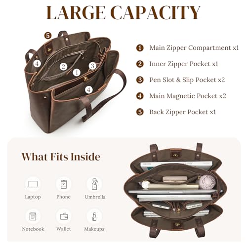 Bolso Tote de Cuero Genuino para Mujer Grande miniatura 4