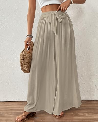 Image of Bsubseach Women Wide Leg Pants Floral Flowy Palazzo Pants