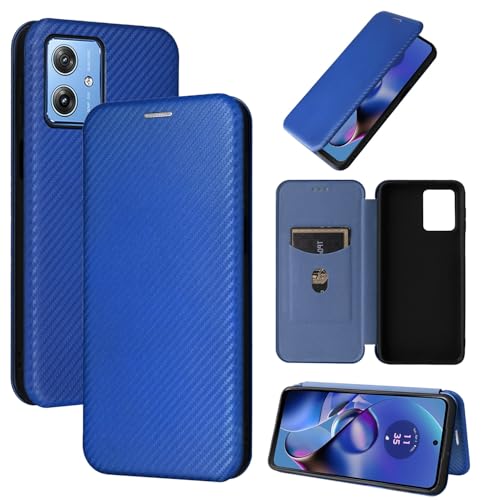 Coque fine Moto G54 5G en fibre de carbone style élégant bleu