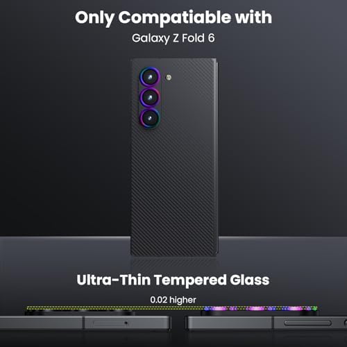 WSKEN for Samsung Galaxy Z Fold 6 Camera Lens Protector - [Keep Original Shooting] Shatterproof HD 9H Tempered Glass Screen Metal Ring Case Cover Accessories Titanium,Anti Fingerprint,Anti Scratch