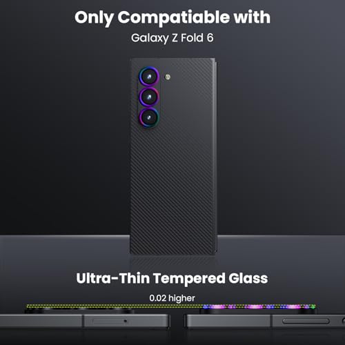 WSKEN for Samsung Galaxy Z Fold 6 Camera Lens Protector - [Keep Original Shooting] Shatterproof HD 9H Tempered Glass Screen Metal Ring Case Cover Accessories Titanium,Anti Fingerprint,Anti Scratch