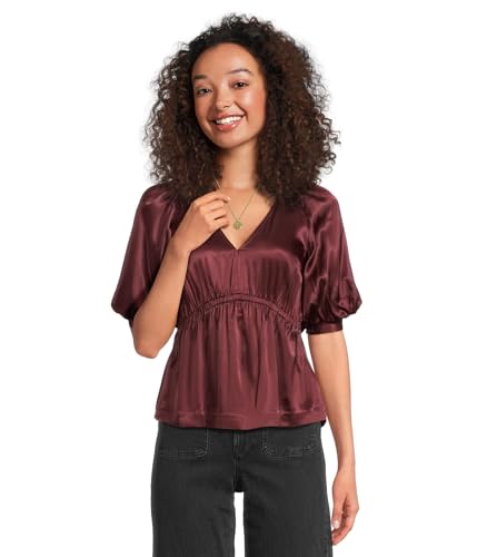 Madewell Women's Kathleen Top-Unitedtex Stretch Satin, Cabernet