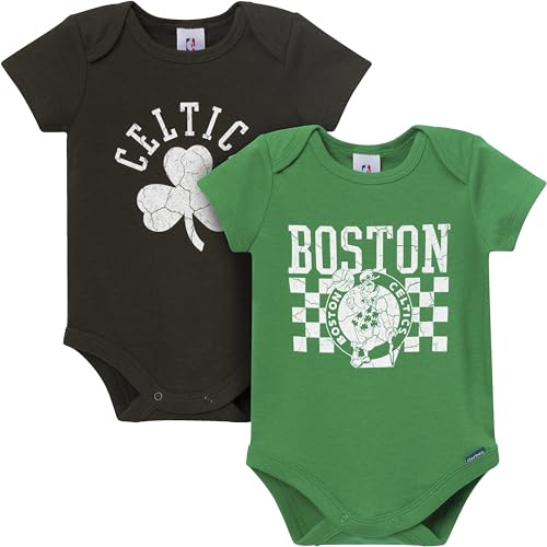 Image of Gerber Baby NBA Boys & Girls 2-Pack Short Sleeve Onesie Bodysuits
