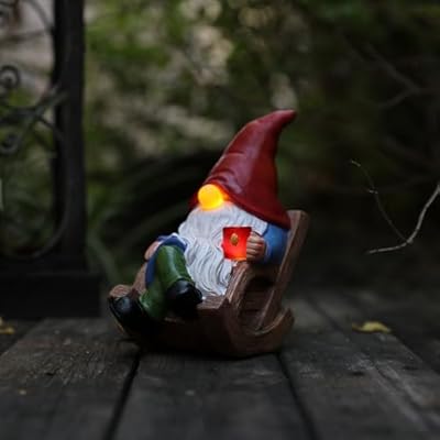 Solar Garden Gnomes Outdoor Statue with Solar Lights,7.1“ Figurine Lights Solar Garden Yard Decorations Outdoor Decorations for Patio,Yard,Lawn Ornament?Mom Gift Unique Housewarming Gifts