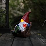 Solar Garden Gnomes Outdoor Statue with Solar Lights,7.1“ Figurine Lights Solar Garden Yard Decorations Outdoor Decorations for Patio,Yard,Lawn Ornament，Mom Gift Unique Housewarming Gifts