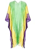BOARDFEB Mardi Gras Shawl Scarf Poncho Outfits for Women Mardi Gras Outdoor Party Holiday Masquerade Costume Accessories (Stripe Style)