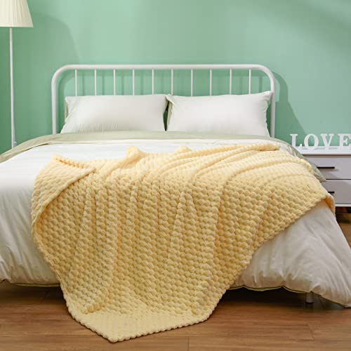 Excervent JGR-4050-LIGHTYELLOW Flannel Fleece Throw Blanket (50X40 Inches), Hexagon Jacquard Decorative Fuzzy Warm Blankets thumb #4