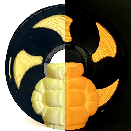 Image of Silk Glow in Dark Lemon Yellow PLA 1.75mm 1kg Luminous 3D Filament FDM AMS | Shiny Smooth Finish Surface Luminous Yellow Bright Night Light Printing Hide layer 1kg spool 2.2lb for Printer Bambu Creality