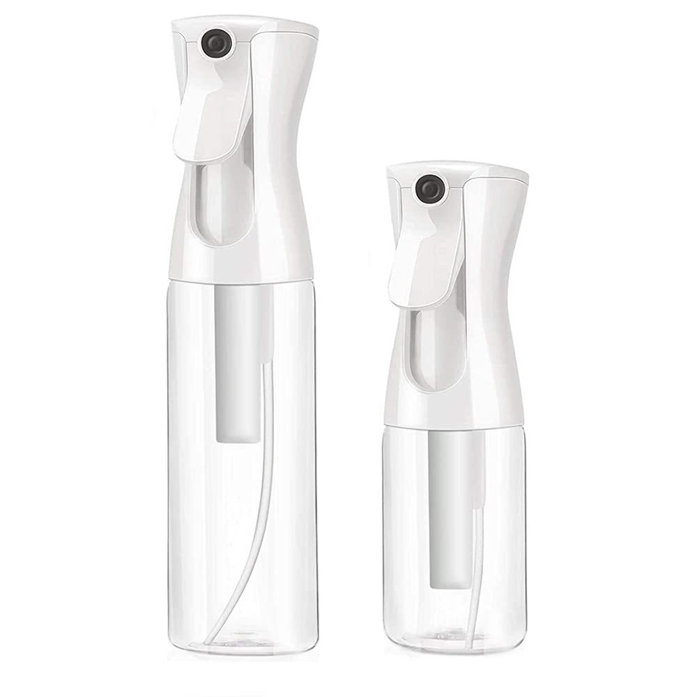 ELECDONSpray Bottle, 2 Pack Fine Mist Spray Bottles, Empty Plastic Trigger Spray Bottle, Refillable Hair Sprayer Bottle for Hairdressing, Plant Watering, Ironing and Cleaning (Transparency)