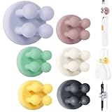 6 Stück Klebehaken AOT Wandhaken Silikon Zahnbürstenhalter, Haken Selbstklebend, Elastischen Kabelhalter, Schlüsselhaken, Stifthalter, Rasierer Halterung Dusche für Bad, Küche, Sekretariat(6 Farben)